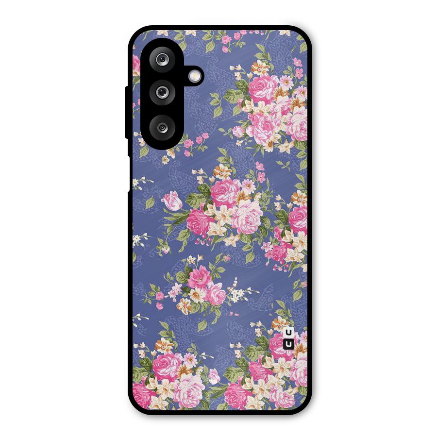 Purple Pink Floral Metal Back Case for Galaxy M36