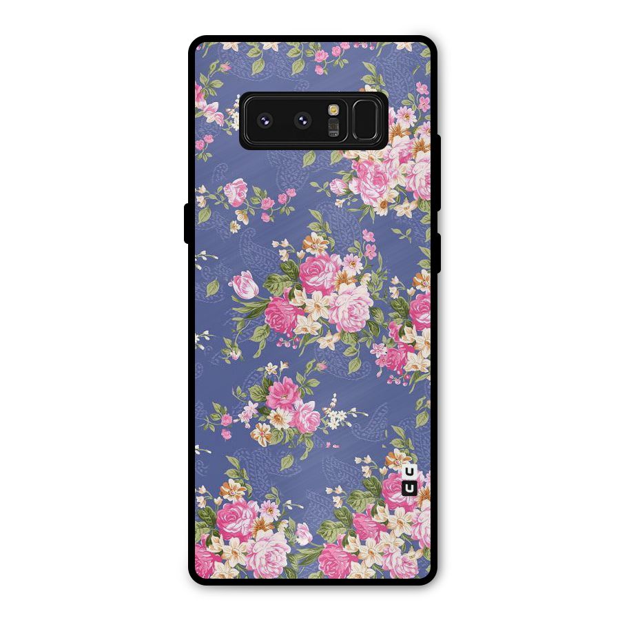 Purple Pink Floral Metal Back Case for Galaxy Note 8