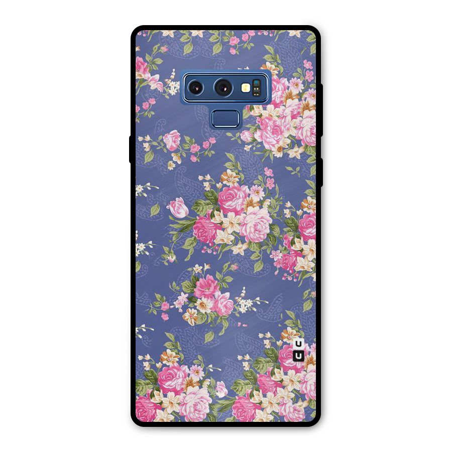 Purple Pink Floral Metal Back Case for Galaxy Note 9