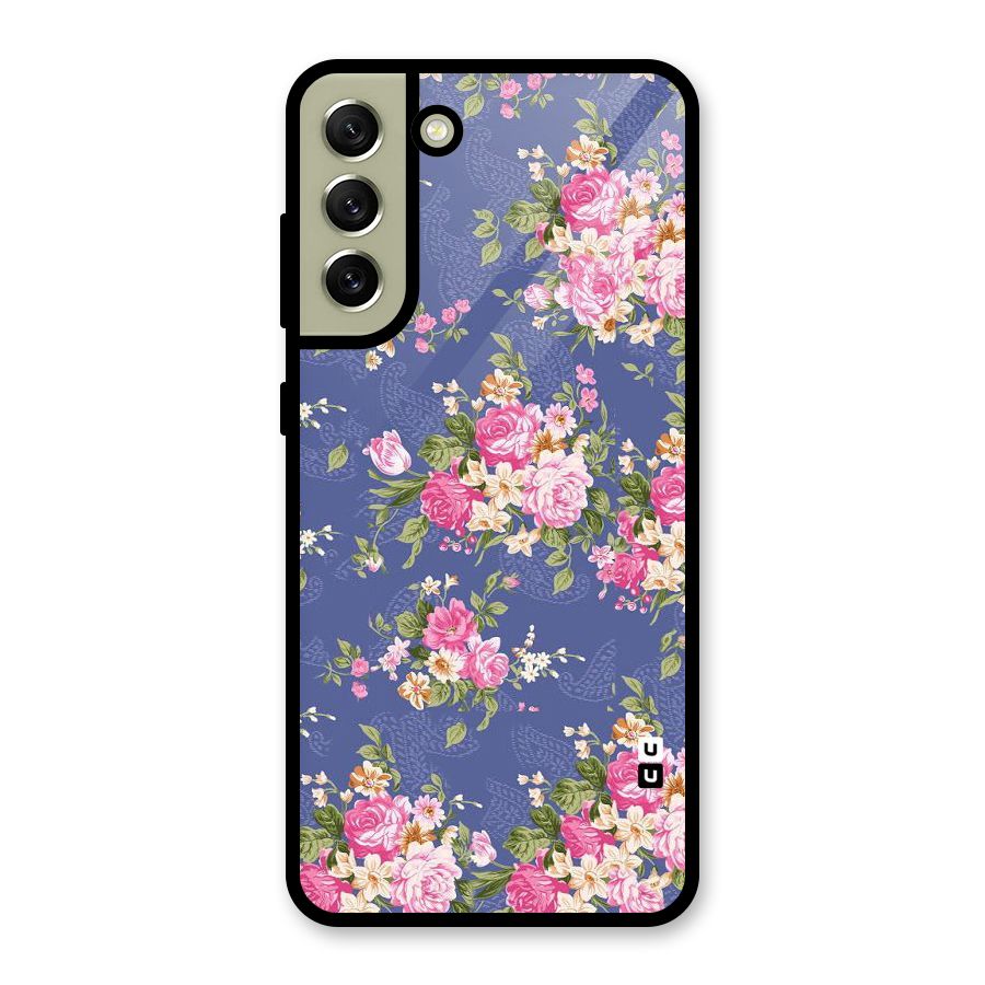 Purple Pink Floral Metal Back Case for Galaxy S21 FE 5G (2023)
