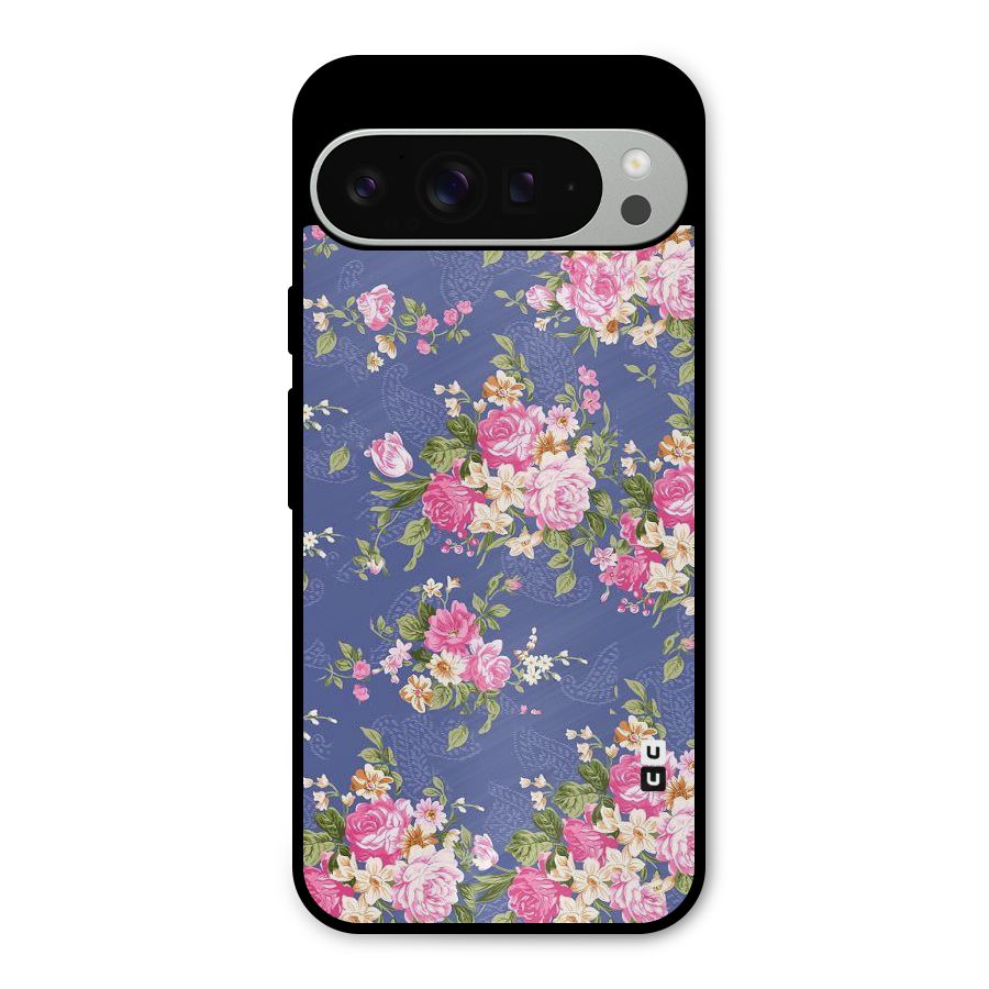 Purple Pink Floral Metal Back Case for Google Pixel 9 Pro XL