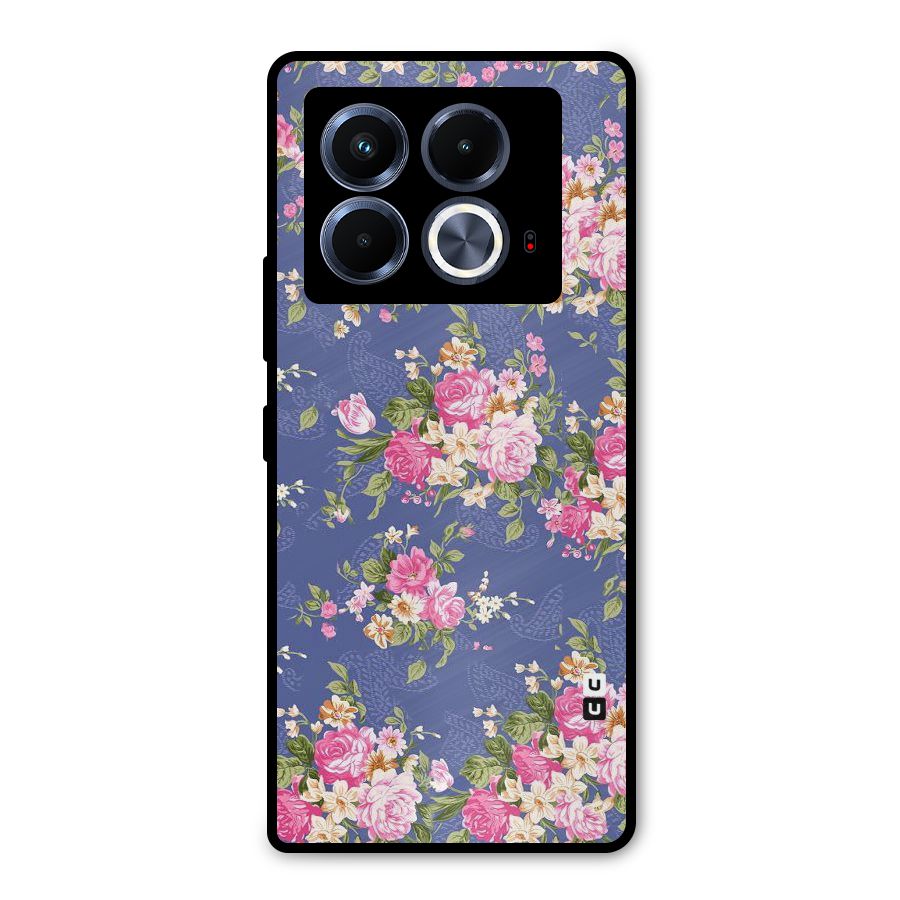 Purple Pink Floral Metal Back Case for Infinix Note 40 5G