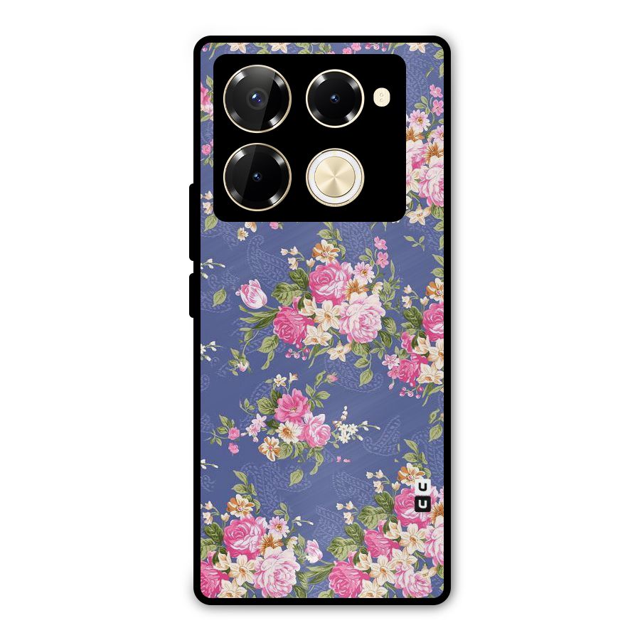 Purple Pink Floral Metal Back Case for Infinix Note 40 Pro Plus