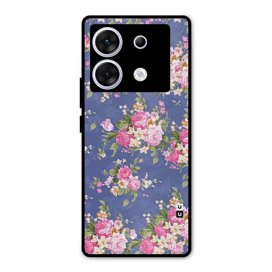 Purple Pink Floral Metal Back Case for Infinix Zero 30 5G