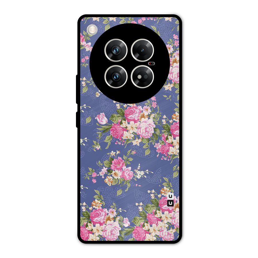 Purple Pink Floral Metal Back Case for Infinix Zero 40 5G