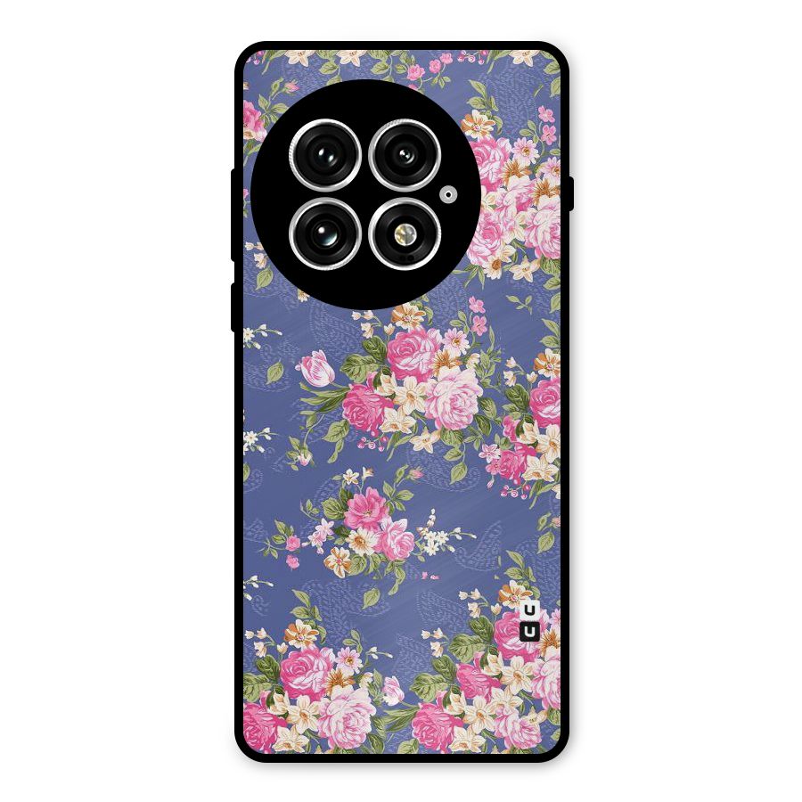 Purple Pink Floral Metal Back Case for OnePlus 13