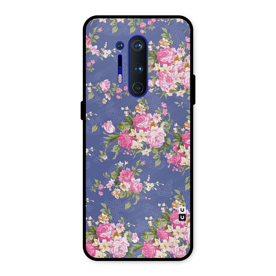 Purple Pink Floral Metal Back Case for OnePlus 8 Pro