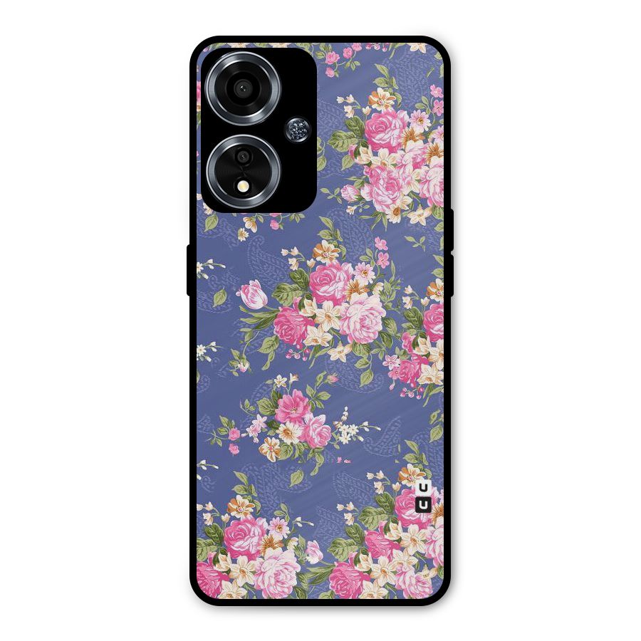 Purple Pink Floral Metal Back Case for Oppo A59