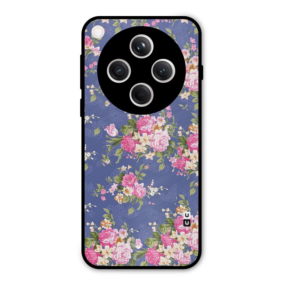 Purple Pink Floral Metal Back Case for Oppo Find X8