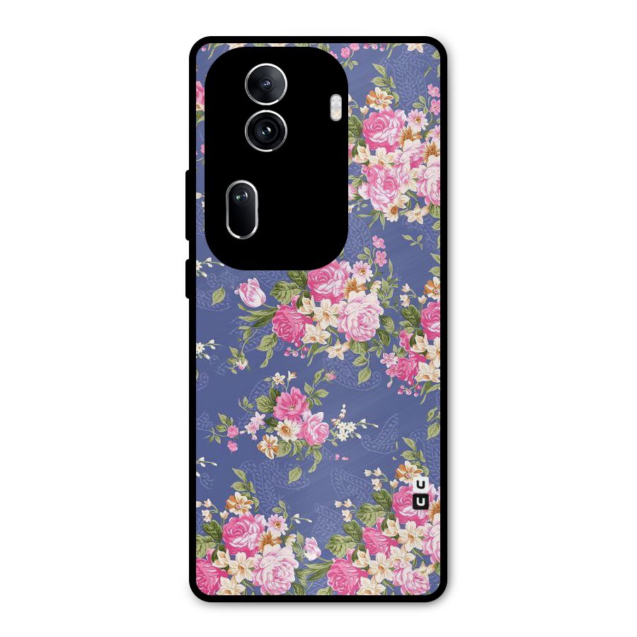 Purple Pink Floral Metal Back Case for Oppo Reno11 Pro 5G