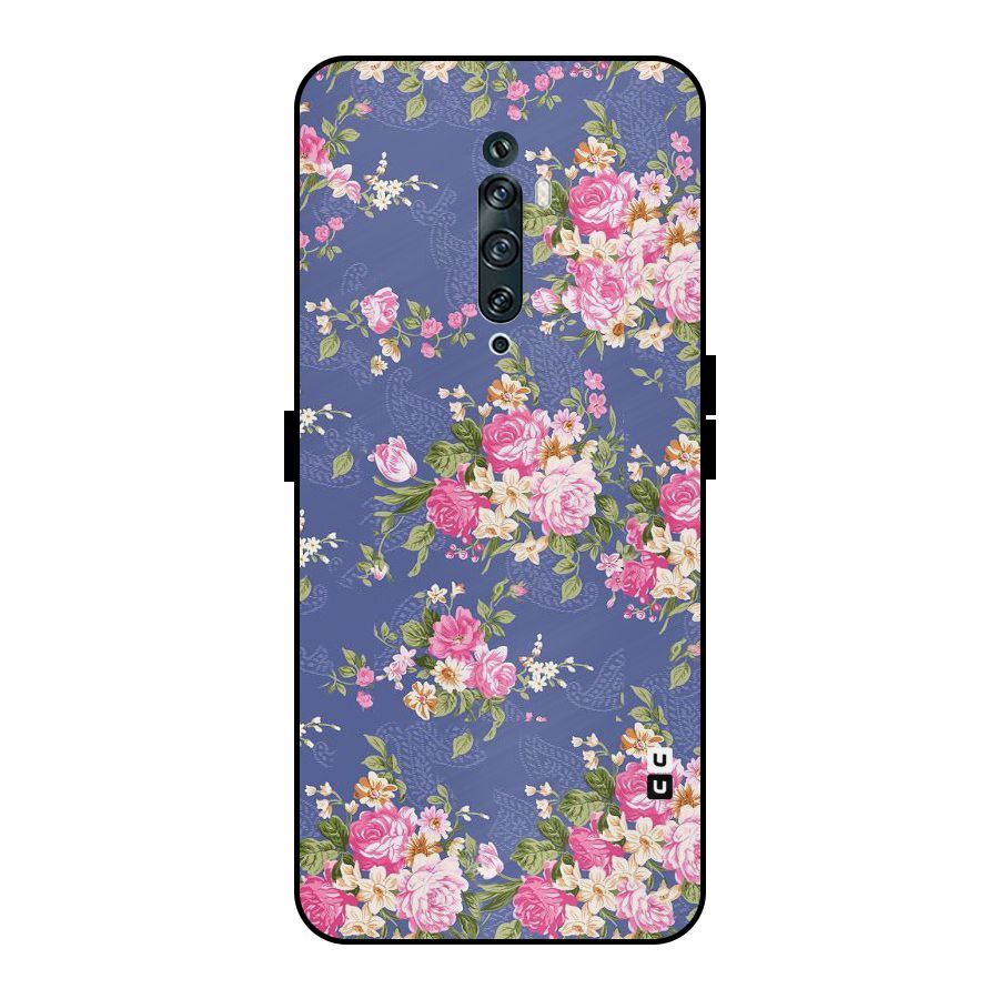 Purple Pink Floral Metal Back Case for Oppo Reno2 F