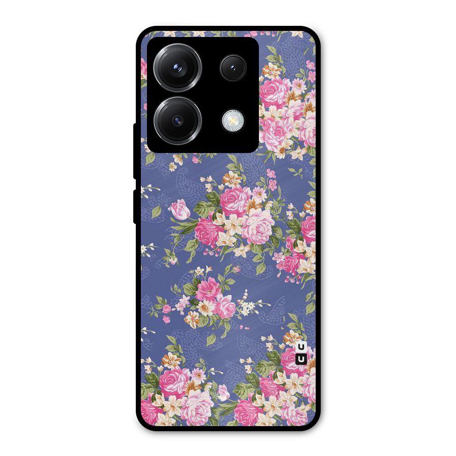 Purple Pink Floral Metal Back Case for Poco X6