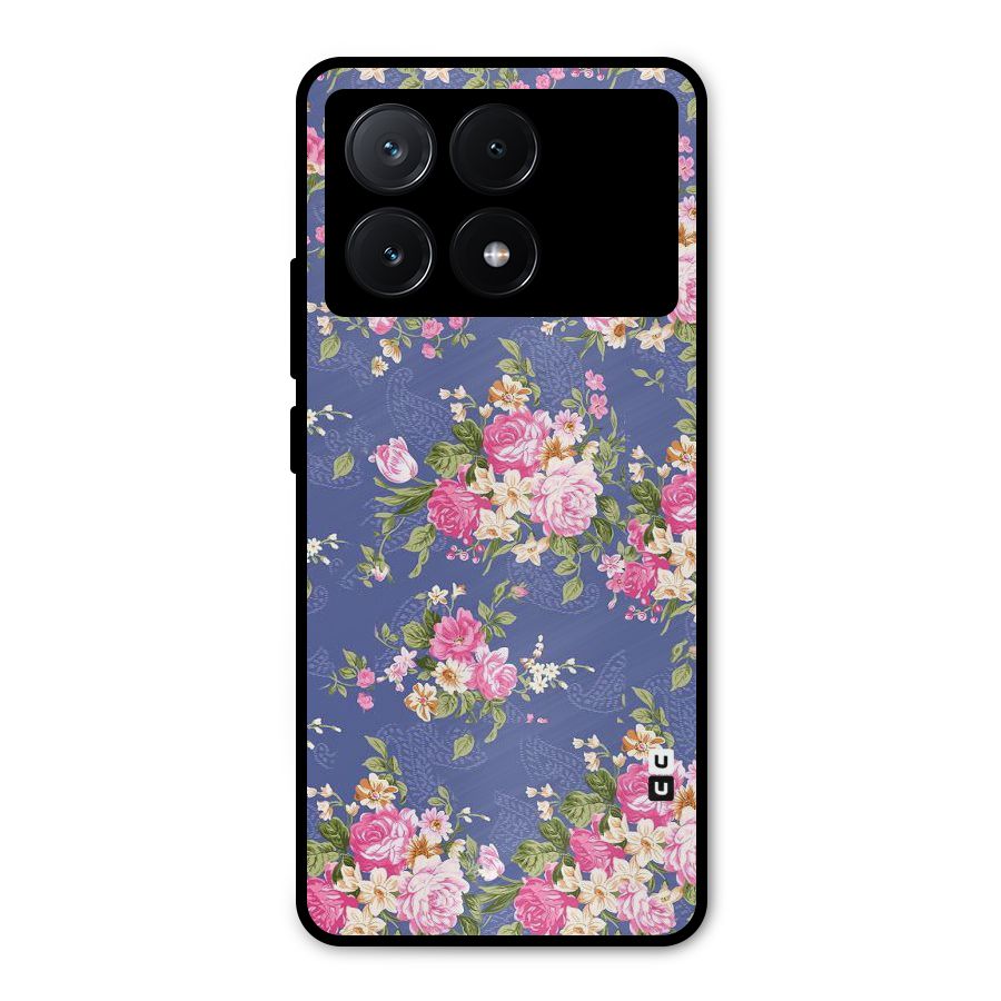 Purple Pink Floral Metal Back Case for Poco X6 Pro
