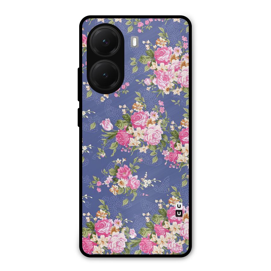 Purple Pink Floral Metal Back Case for Poco X7 Pro