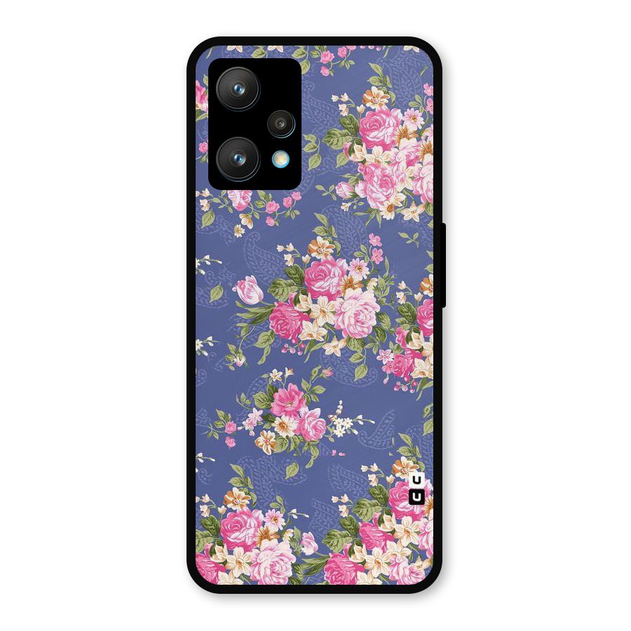 Purple Pink Floral Metal Back Case for Realme 9