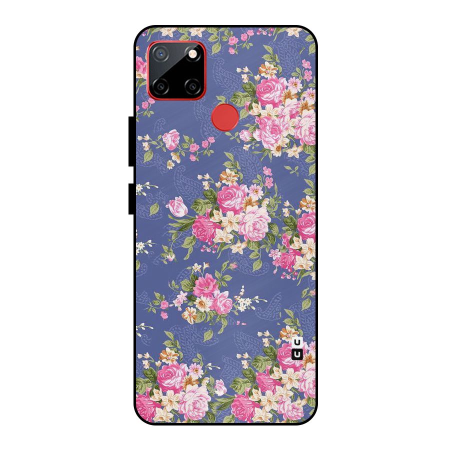 Purple Pink Floral Metal Back Case for Realme C12