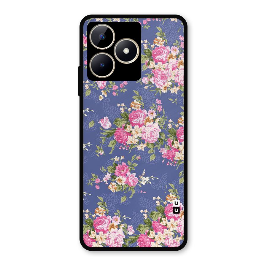 Purple Pink Floral Metal Back Case for Realme C53