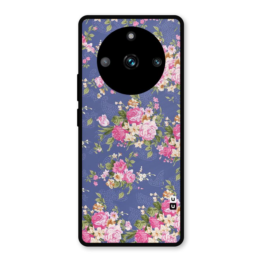 Purple Pink Floral Metal Back Case for Realme Narzo 60 Pro