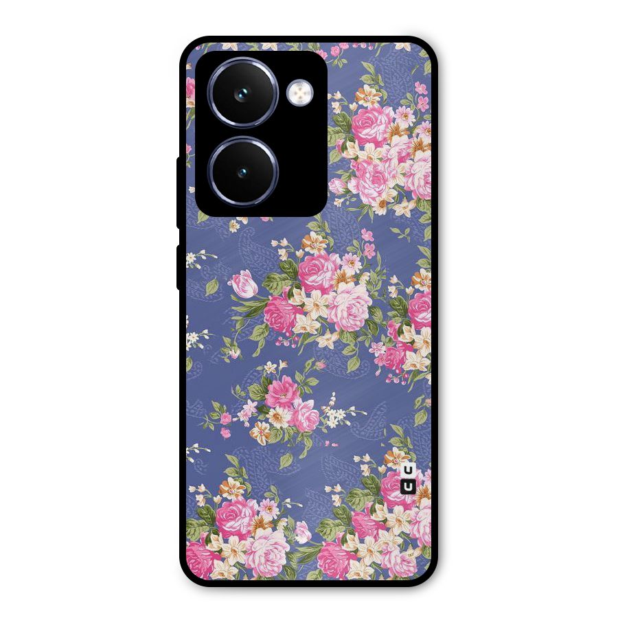Purple Pink Floral Metal Back Case for Realme P3 Ultra
