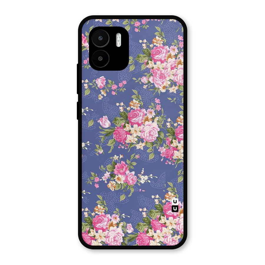 Purple Pink Floral Metal Back Case for Redmi A2