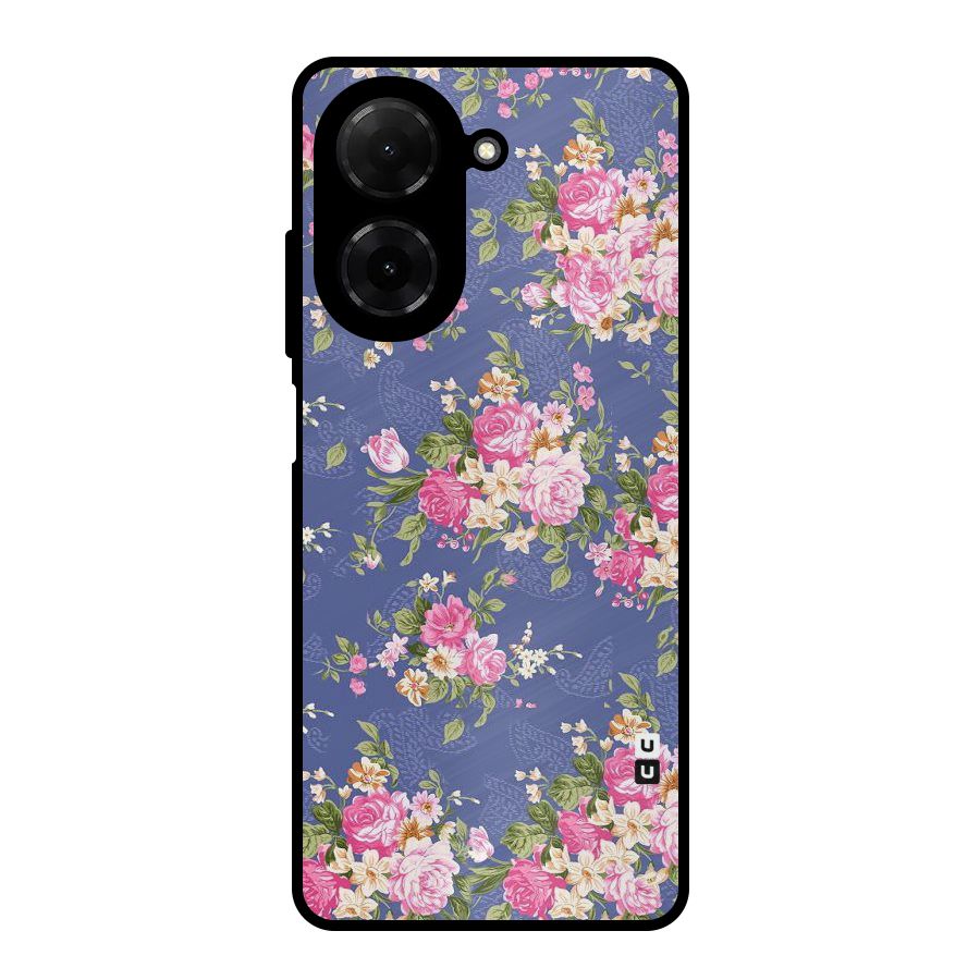 Purple Pink Floral Metal Back Case for Redmi A5 4G