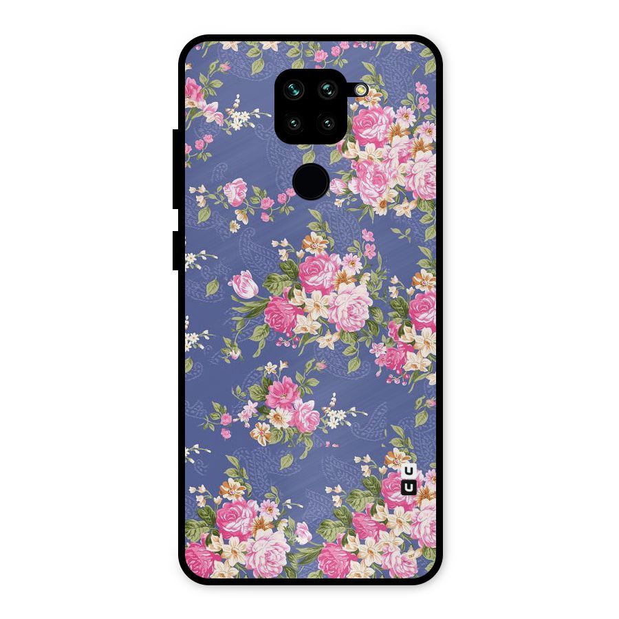 Purple Pink Floral Metal Back Case for Redmi Note 9