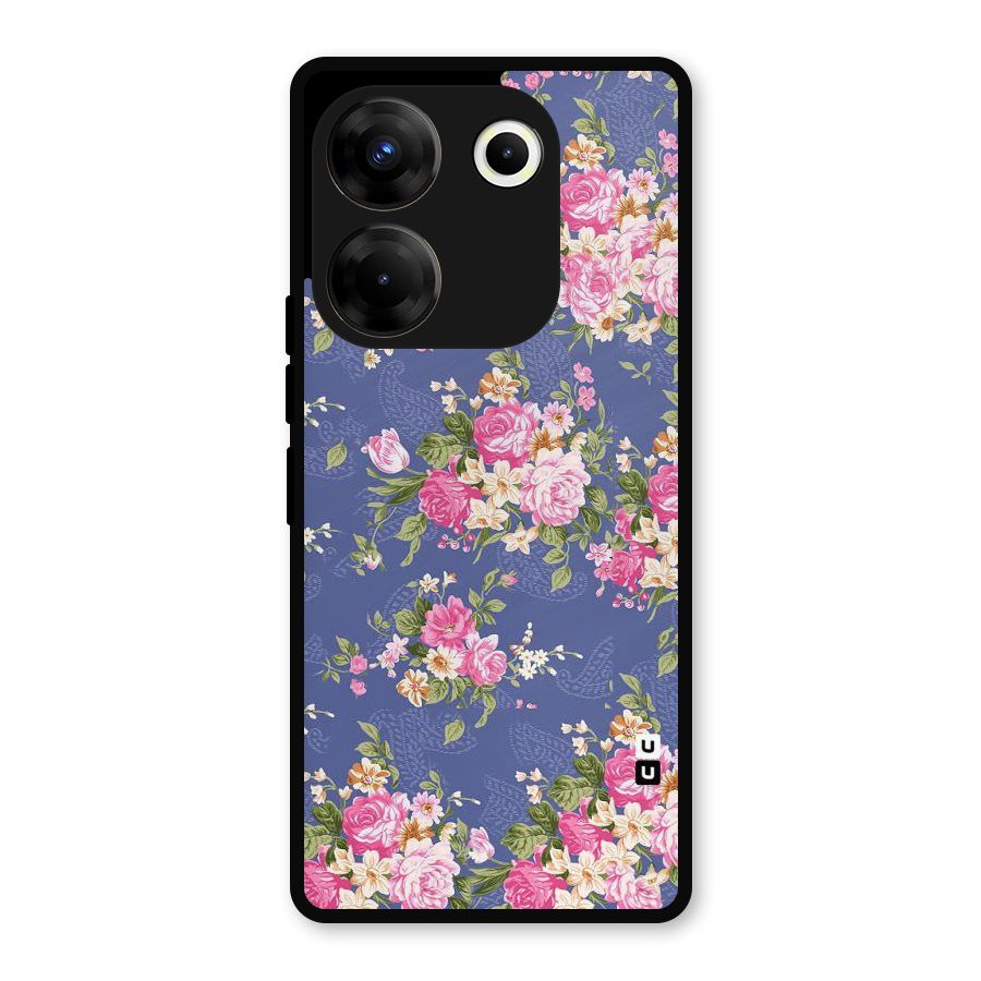 Purple Pink Floral Metal Back Case for Tecno Camon 20