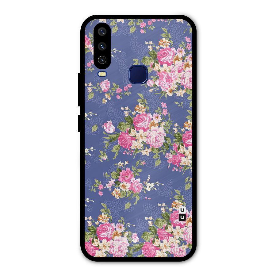 Purple Pink Floral Metal Back Case for Vivo V17