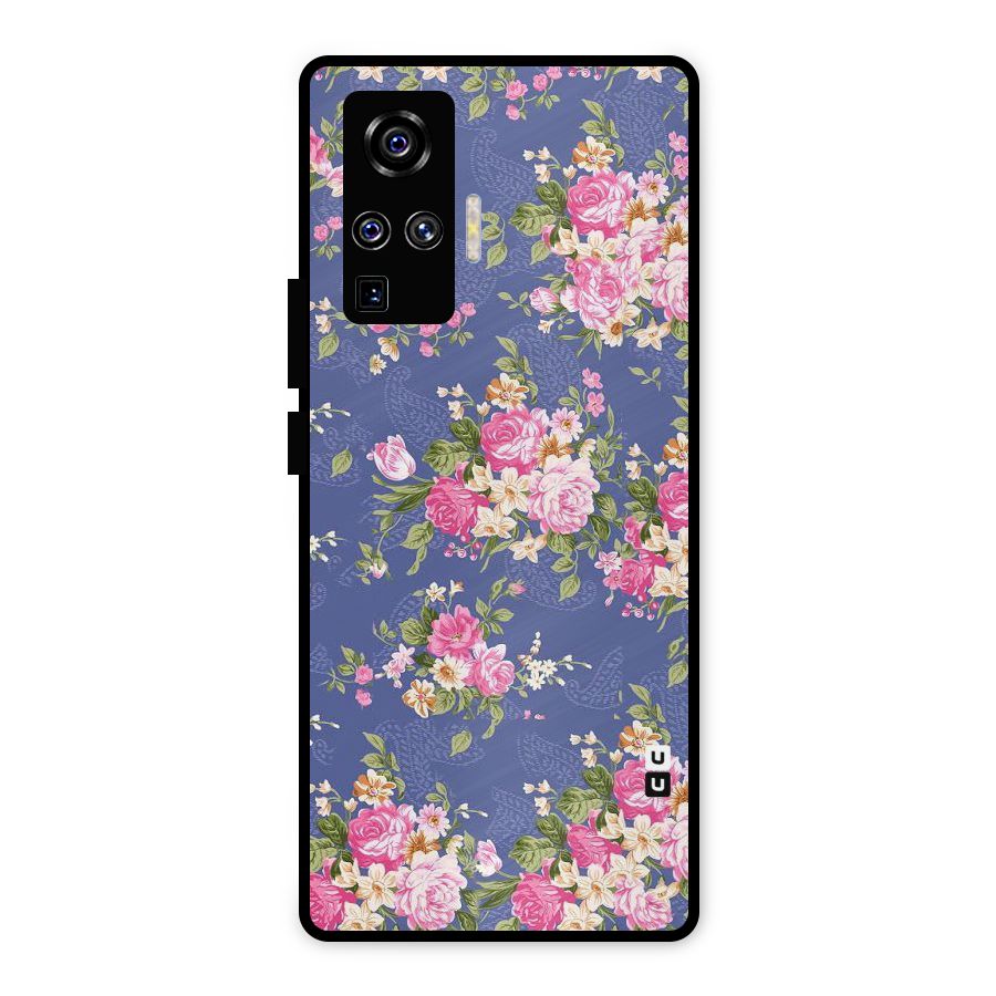 Purple Pink Floral Metal Back Case for Vivo X50 Pro