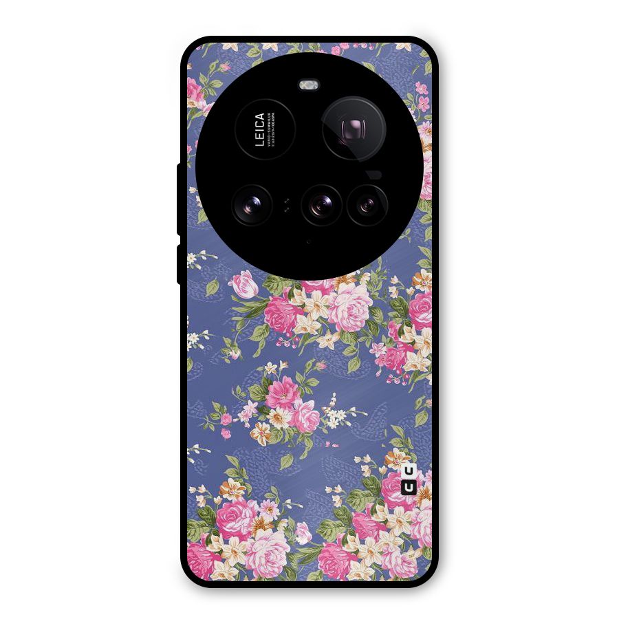 Purple Pink Floral Metal Back Case for Xiaomi 15 Ultra