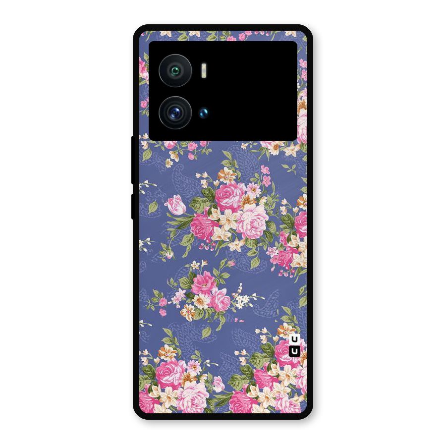 Purple Pink Floral Metal Back Case for iQOO 9 Pro