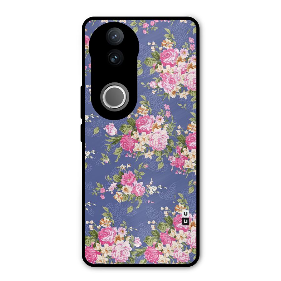 Purple Pink Floral Metal Back Case for iQOO Z10R