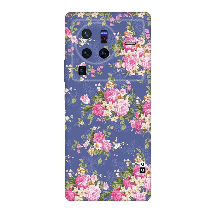 Purple Pink Floral Original Polycarbonate Back Case for Vivo X80
