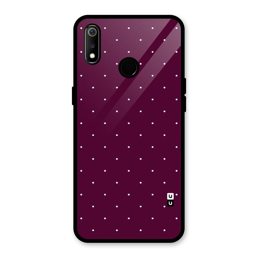 Purple Polka Glass Back Case for Realme 3
