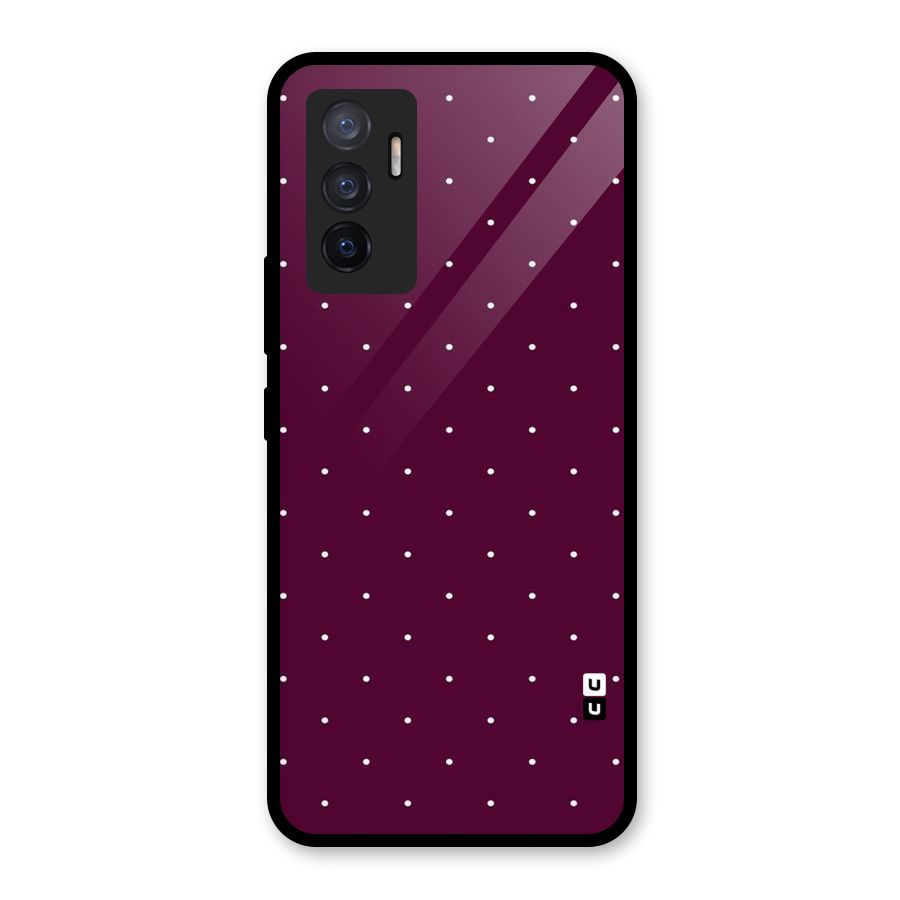 Purple Polka Glass Back Case for Vivo V23e