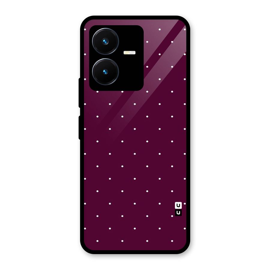 Purple Polka Glass Back Case for Vivo Y22s