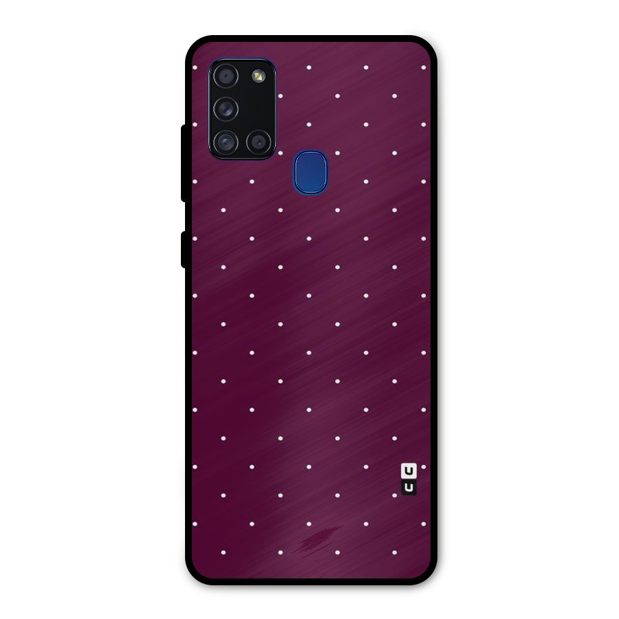 Purple Polka Metal Back Case for Galaxy A21s