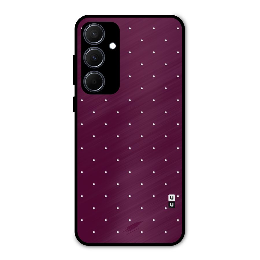 Purple Polka Metal Back Case for Galaxy A35
