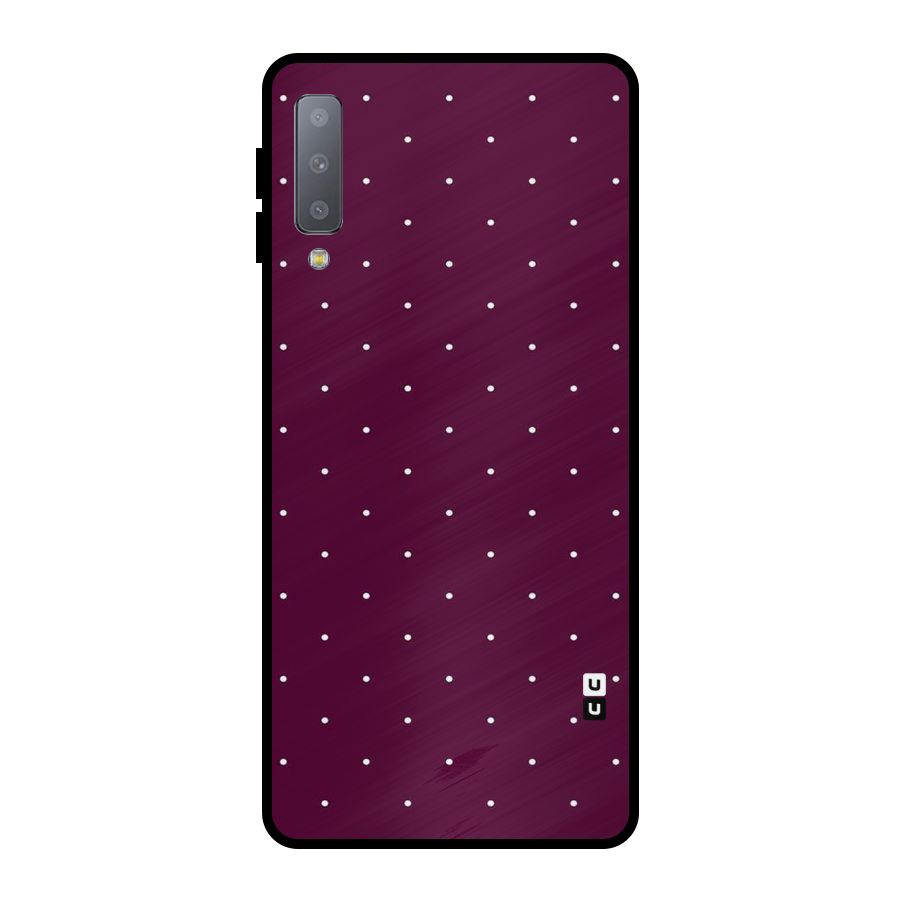 Purple Polka Metal Back Case for Galaxy A7 (2018)