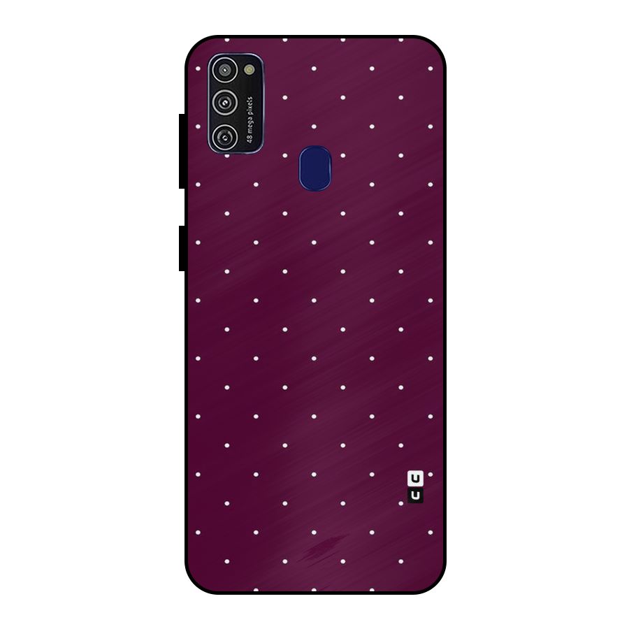 Purple Polka Metal Back Case for Galaxy M30s