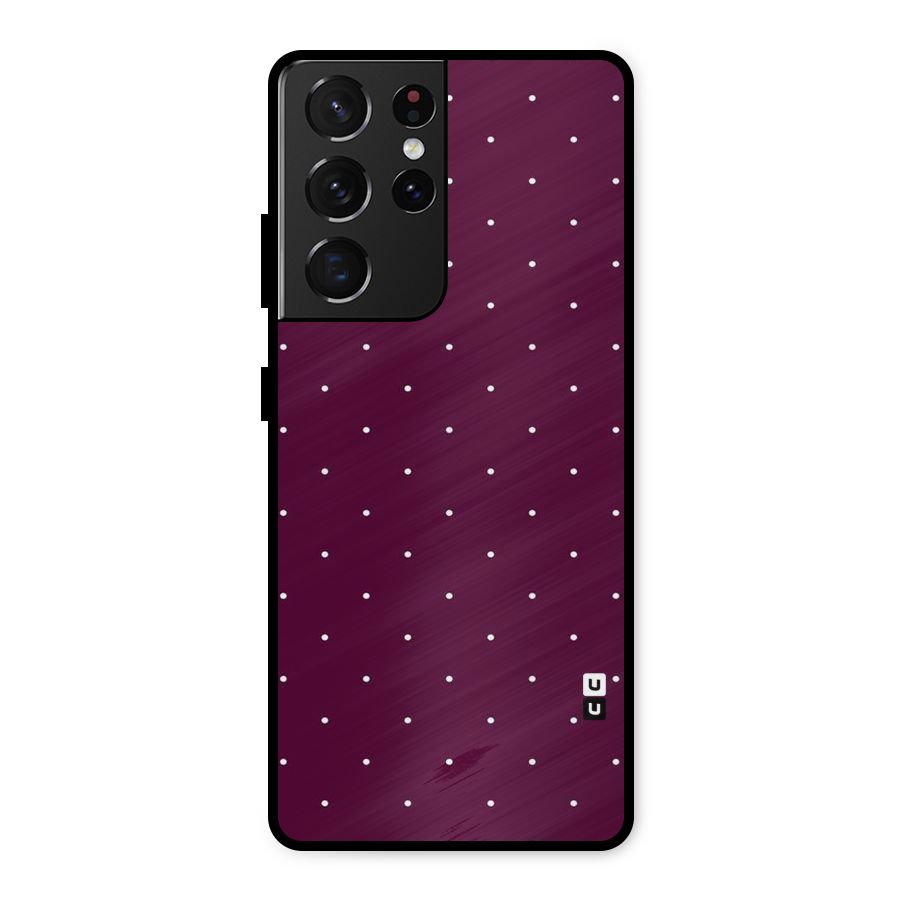 Purple Polka Metal Back Case for Galaxy S21 Ultra 5G