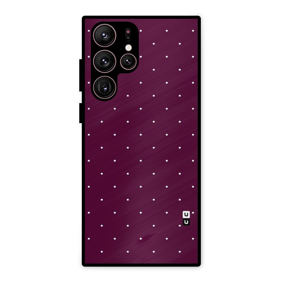 Purple Polka Metal Back Case for Galaxy S22 Ultra 5G