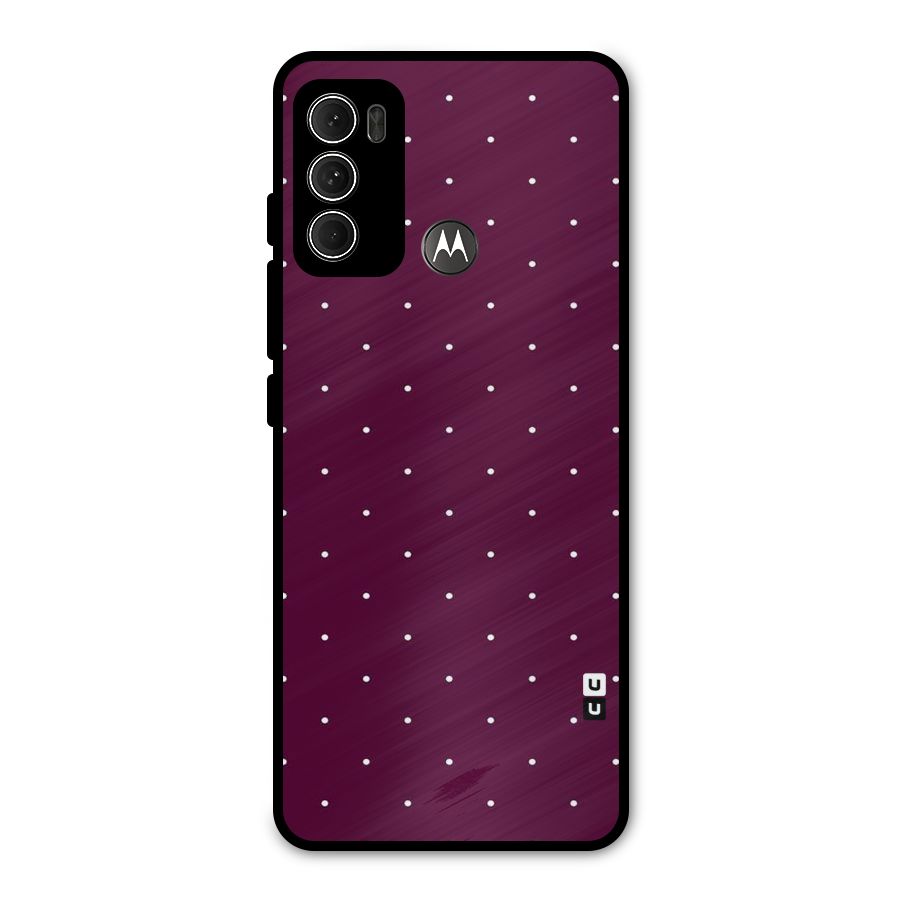 Purple Polka Metal Back Case for Moto G60