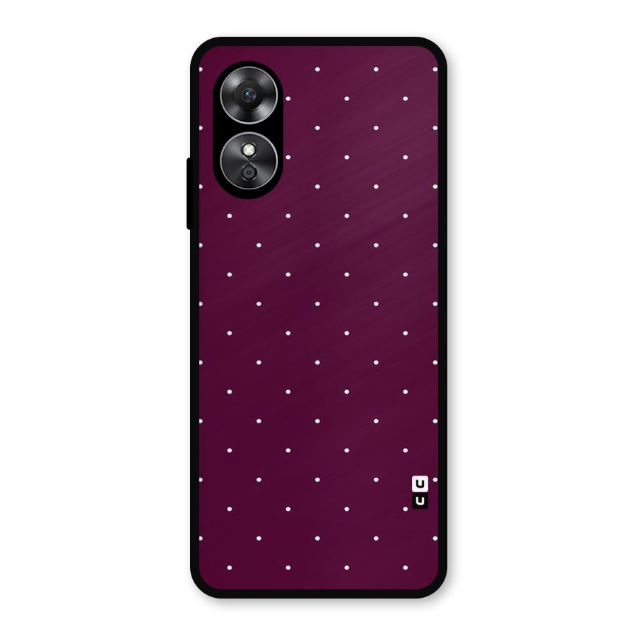 Purple Polka Metal Back Case for Oppo A17