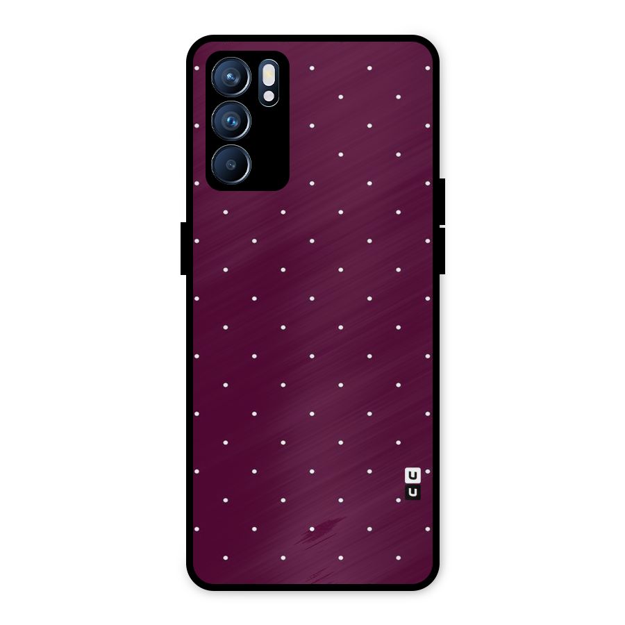 Purple Polka Metal Back Case for Oppo Reno6 5G