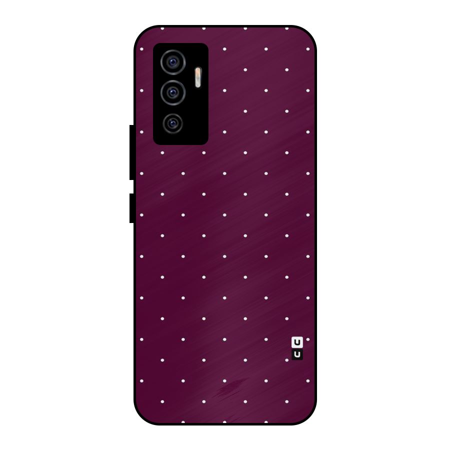 Purple Polka Metal Back Case for Vivo V23e