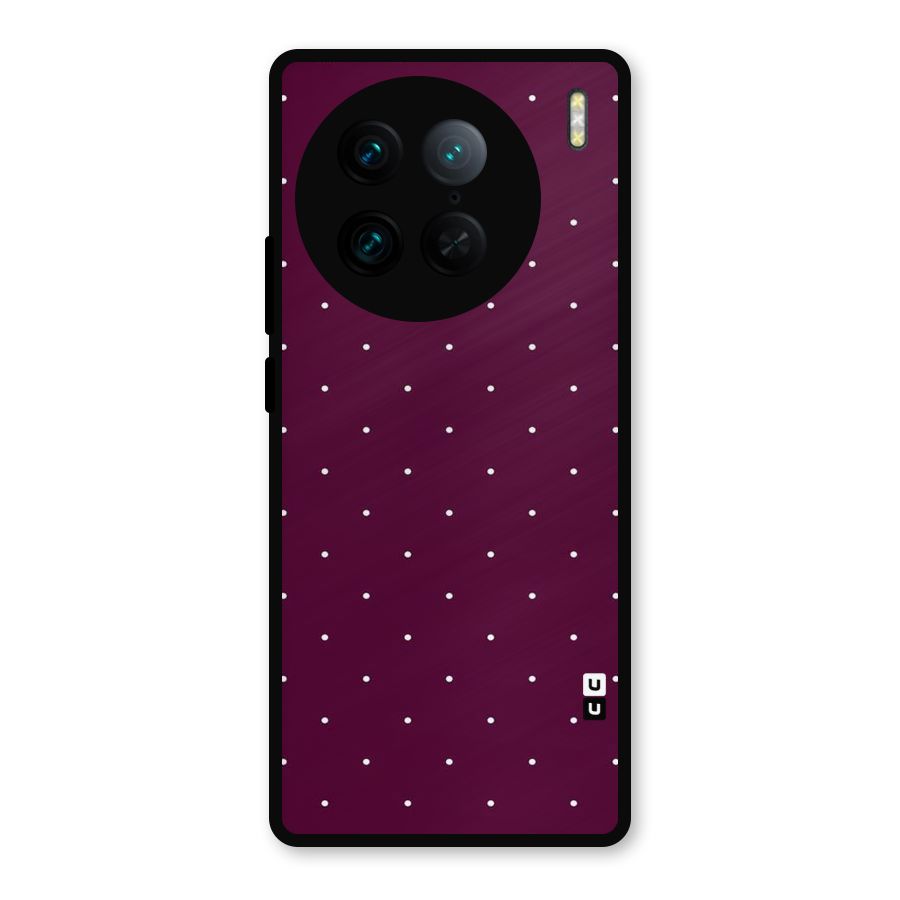 Purple Polka Metal Back Case for Vivo X90 Pro