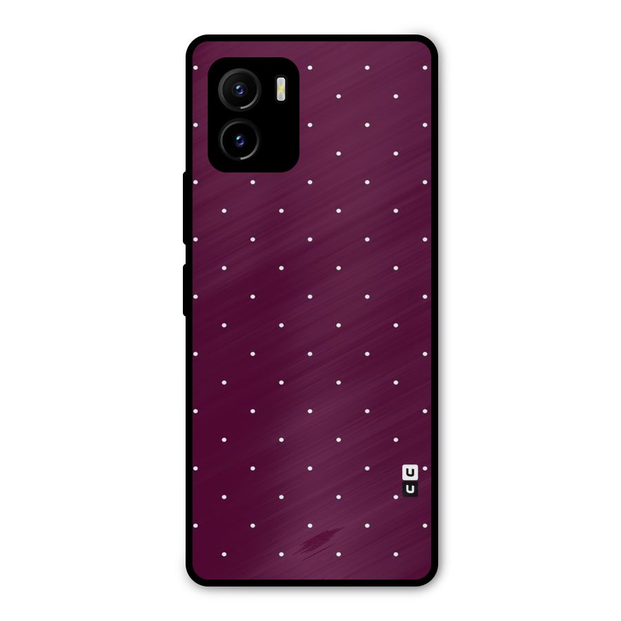 Purple Polka Metal Back Case for Vivo Y15s