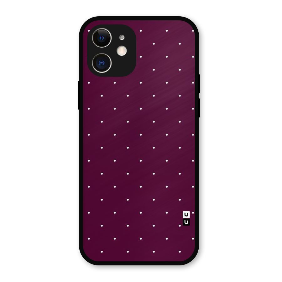 Purple Polka Metal Back Case for iPhone 12