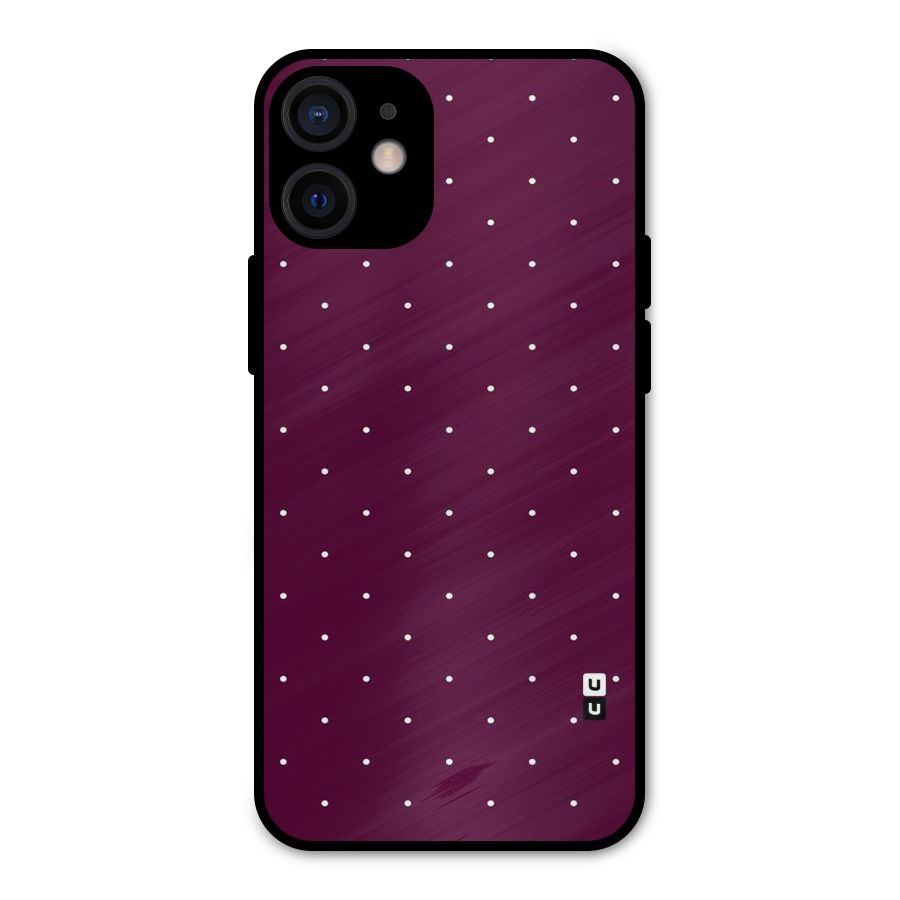 Purple Polka Metal Back Case for iPhone 12 Mini